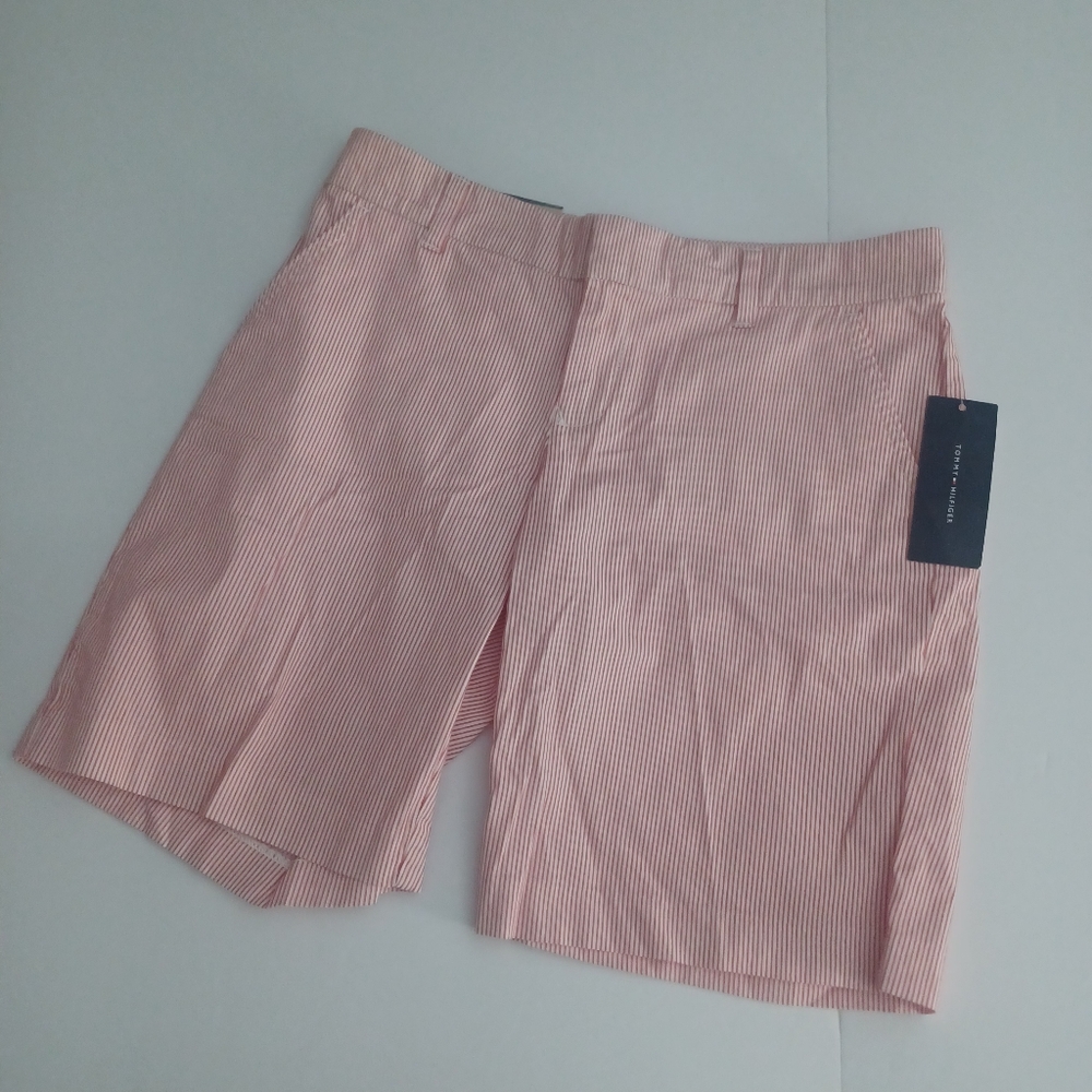 Tommy Hilfiger Core Chino Bermuda Shorts Red Stripes Sz 4